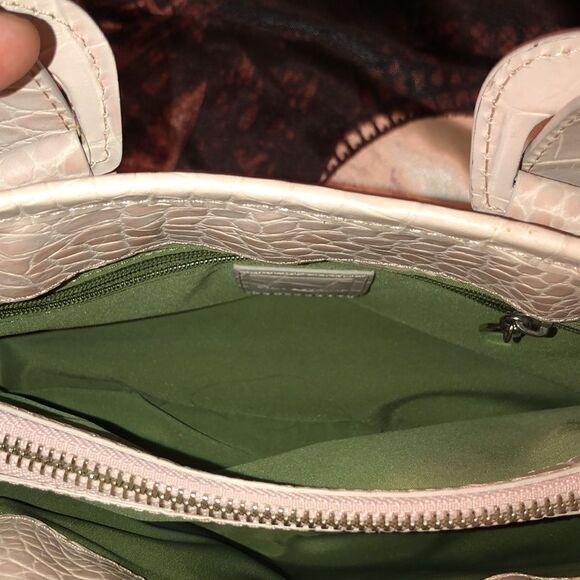 Cole Haan Mini Satchel Croc Print Embossed Leather Blush Pink Nude - Picture 12 of 16